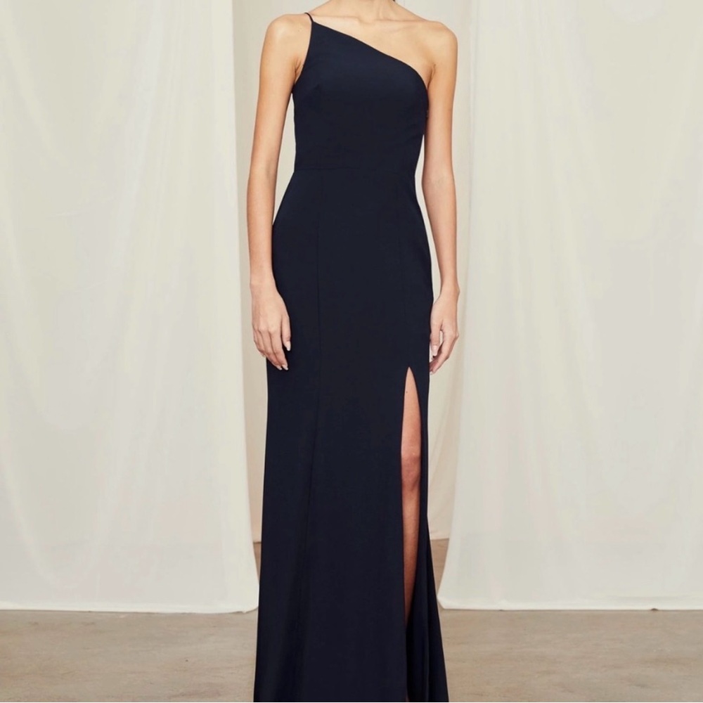 Amsale Midnight One-Shoulder Gown